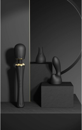 Вибратор микрофон с насадками Zalo Kyro Wand Obsidian Black || 