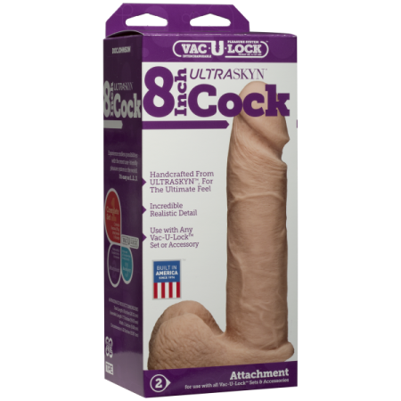Фаллоимитатор Doc Johnson Vac-U-Lock - 8 Inch ULTRASKYN Cock White, диаметр 5,1см || 