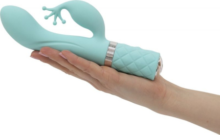 Роскошный вибратор-кролик Pillow Talk - Kinky Teal с кристаллом Сваровски, мощный || 
