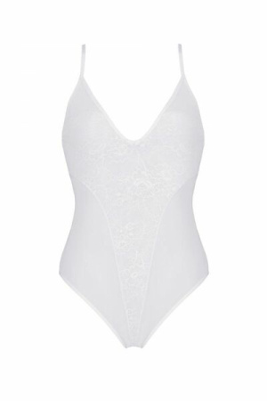 Боди Passion Ursula Body white XXL/XXXL, с ажурным декором и открытым шагом || 