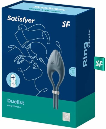 Эрекционное виброкольцо лассо Satisfyer Duelist Dark Blue, 10 режимов, мощный мотор || 