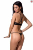 Комплект белья QUENTRIS BIKINI black S/M - Passion Exclusive, стринги и полуоткрытый лиф || 