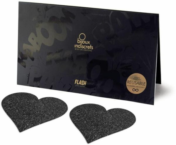 Украшение на соски Bijoux Indiscrets - Flash Heart Black