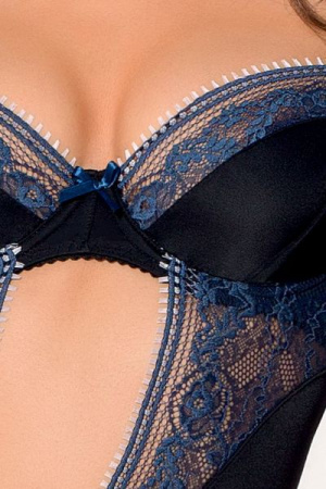 Корсет с пажами GISELE CORSET black S/M - Passion Exclusive, трусики || 