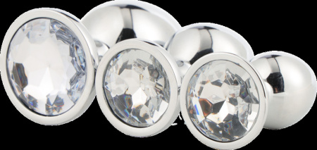 Набор анальных пробок Dream Toys GLEAMING LOVE SILVER PLUG SET || 