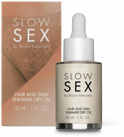 Масло-шиммер для волос и тела Bijoux Indiscrets SLOW SEX Hair and skin shimmer dry oil