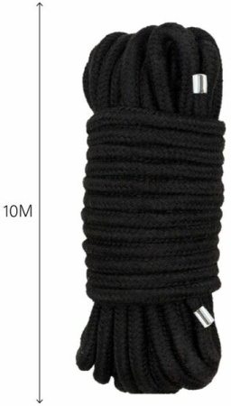Веревка для BDSM BTB Bondage Rope Black, длина 10 м, диаметр 65 мм, полиэстр || 