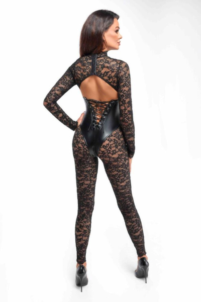 Комбинезон Noir Handmade F299 Enigma lace catsuit with underbust bodice