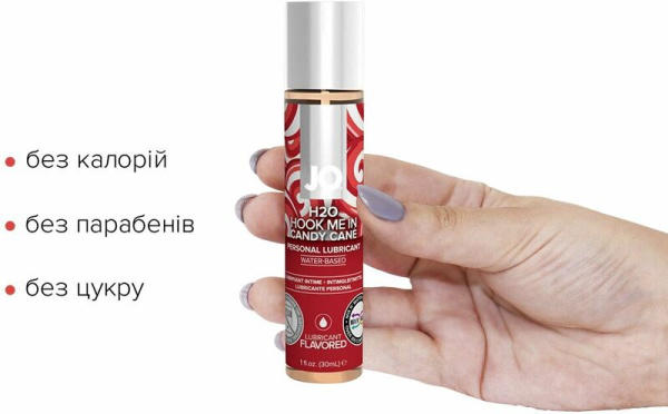 Лубрикант на водной основе System JO H2O – Candy Cane без сахара, растительный глицерин (30 мл)