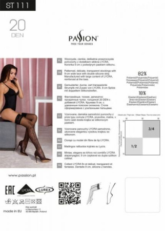 Колготки с эффектом чулок на подвязках Passion TI112 nero-violet 3/4 (60/20 den) || 