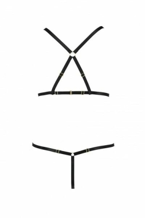 Комплект белья из стреп ARMANDA SET black S/M - Passion Exclusive || 