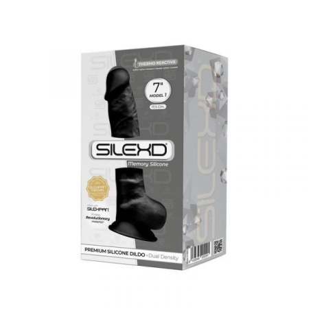 Фаллоимитатор SilexD Johnny Black (MODEL 1 size 7in), двухслойный, силикон+Silexpan, диаметр 3,8см || 