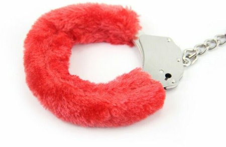 Наручники Metal Handcuff With a Long Chain , Red || 