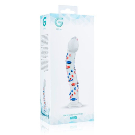 Стеклянный дилдо с изгибами и рисунком Gildo Glass Dildo No. 3 || 