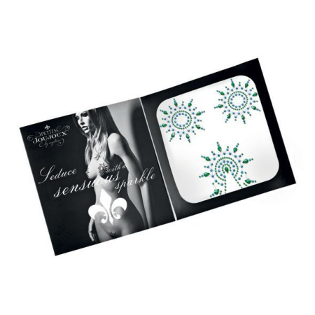 Пэстис из кристаллов Petits Joujoux Gloria set of 3 - Green/Blue, украшение на грудь и вульву || 