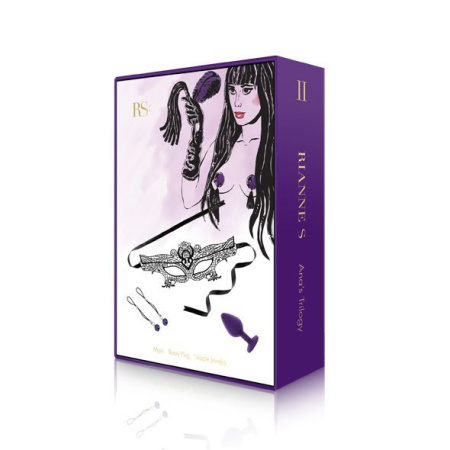 Романтический подарочный набор RIANNE S Ana's Trilogy Set II: пробка 2,7 см, лассо для сосков, маска || 