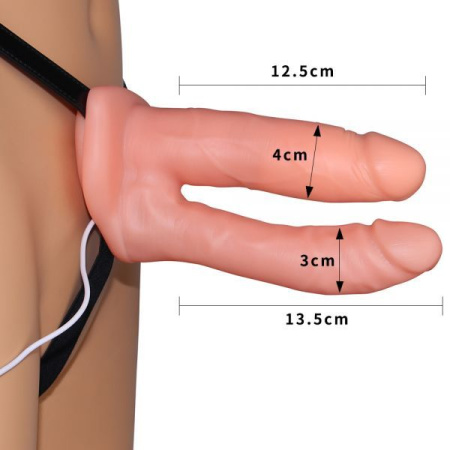 Страпон двойной с вибрацией Unisex Hollow Strap On Vibrating || 