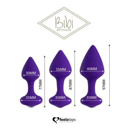 Набор силиконовых анальных пробок FeelzToys - Bibi Butt Plug Set 3 pcs Purple || 