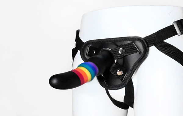 Страпон женский радужный COLOURFUL LOVE STRAP ON SOLID DILDO