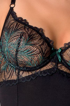 Корсет с пажами FLORIS CORSET black XXL/XXXL - Passion Exclusive, трусики || 