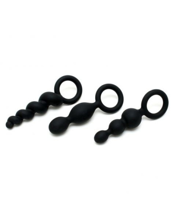 Набор анальных игрушек Satisfyer Plugs black (set of 3) - Booty Call, макс. диаметр 3см || 