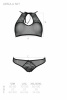 Комплект Passion URSULA SET black XXL/XXXL: бра, трусики с ажурным декором и открытым шагом || 