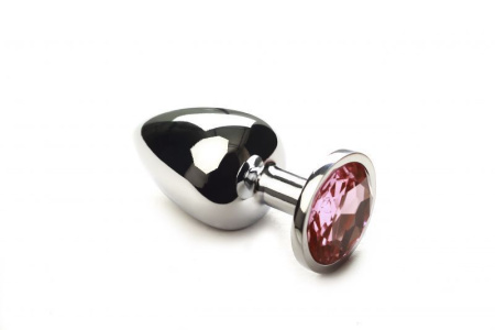 Анальная пробка,Silver Pink Topaz, L