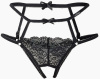 Трусики с разрезом черные два пояса LeFrivole, XS/S, 40-42 || 