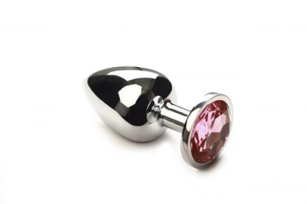 Анальная пробка,Silver Pink Topaz, L