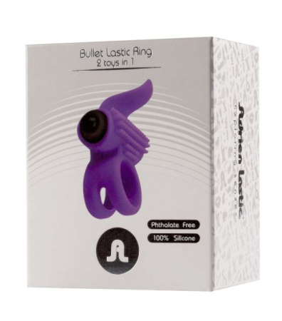 Эрекционное виброкольцо Adrien Lastic Bullet Lastic Ring с язычком и щеточкой для стимуляции клитора || 