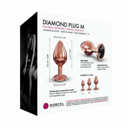 Металлическая анальная пробка с украшением в виде кристалла Dorcel - Diamond Plug M || 