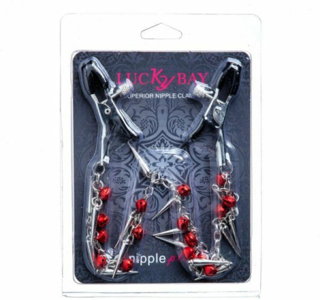 Зажимы на соски Nipple play Chain Red Bell and Spike || 