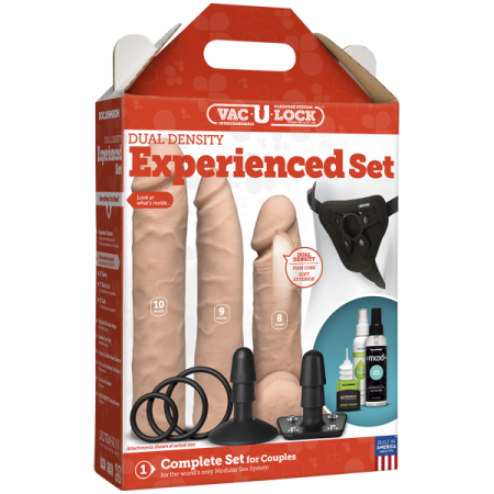 Набор для страпона Doc Johnson Vac-U-Lock Dual Density Experienced Set, диаметр 2х7см, 7,7см || 