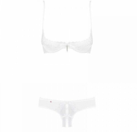 Комплект открытая грудь Obsessive ALABASTRA Set L/XL белый || 