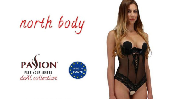 Боди с открытой грудью NORTH BODY black L/XL - Passion Exclusive