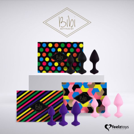 Набор силиконовых анальных пробок FeelzToys - Bibi Butt Plug Set 3 pcs Black || 