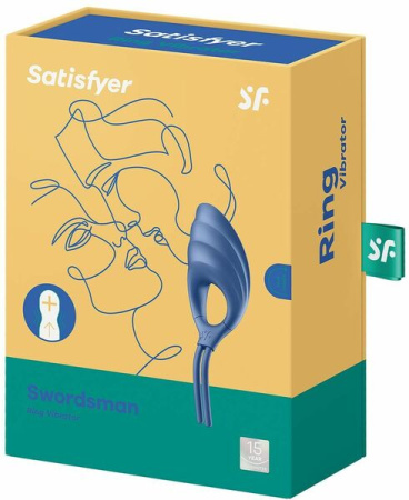 Эрекционное виброкольцо лассо Satisfyer Swordsman Blue, крепкая фиксация, 10 режимов, мощный мотор || 