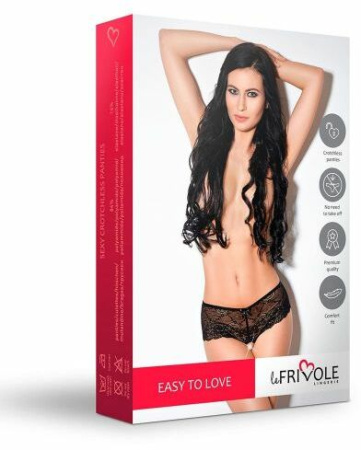 Трусики-шорты с разрезом черные LeFrivole, L/XL, 46-48 || 