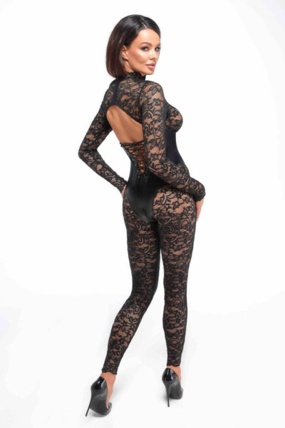 Комбинезон Noir Handmade F299 Enigma lace catsuit with underbust bodice