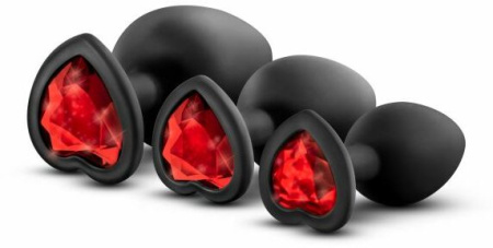 Набор анальных пробок LUXE BLING PLUGS TRAINING KIT RED GEMS
