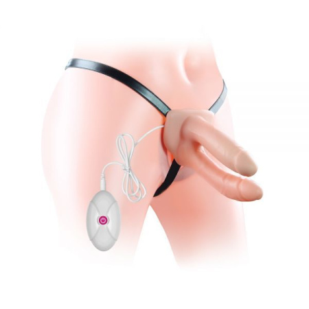 Страпон двойной с вибрацией Unisex Hollow Strap On Vibrating || 