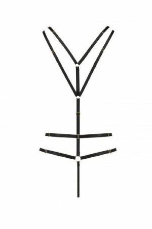 Открытое боди из стреп MEGGY black L/XL - Passion Exclusive || 