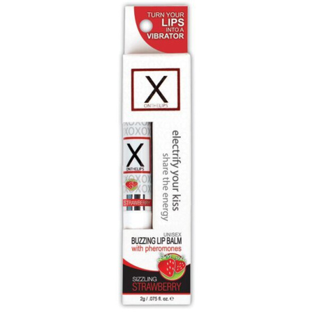 Стимулирующий бальзам для губ унисекс Sensuva - X on the Lips Strawberry с феромонами, клубника || 