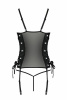Сетчатый корсет из эко-кожи Passion Malwia Corset black S/M: с люверсами и съемными пажами || 