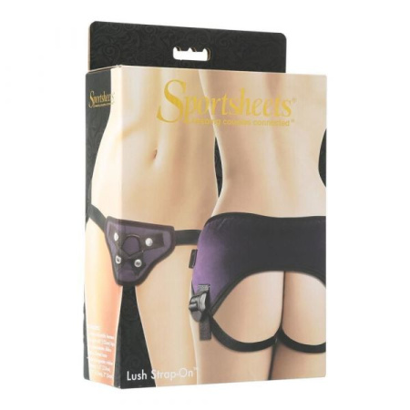 Трусы для страпона Sportsheets - Lush Strap On Purple, широкий бархатистый пояс, очень комфортные || 