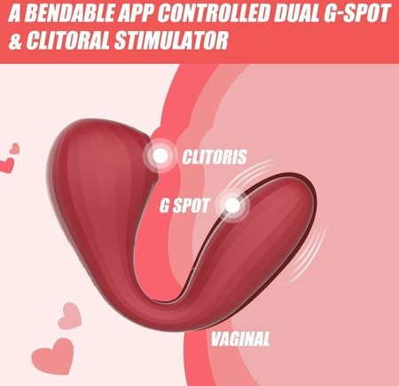Вакуумный вагинально-клиторальный стимулятор Magic Motion Bobi Red, управление со смартфона || 