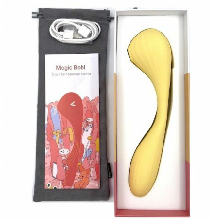 Вакуумный вагинально-клиторальный стимулятор Magic Motion Bobi Yellow, управление со смартфона || 