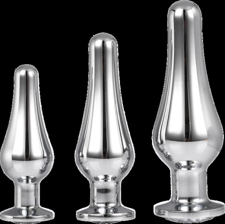 DT21874 Набор анальных пробок конической формы Dream Toys GLEAMING LOVE PLEASURE SET SILVER || 