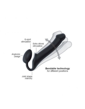 Безремневой страпон Strap-On-Me Black L, полностью регулируемый, диаметр 3,7см || 