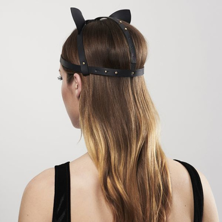 Маска кошечки Bijoux Indiscrets MAZE - Cat Ears Headpiece Black, экокожа || 